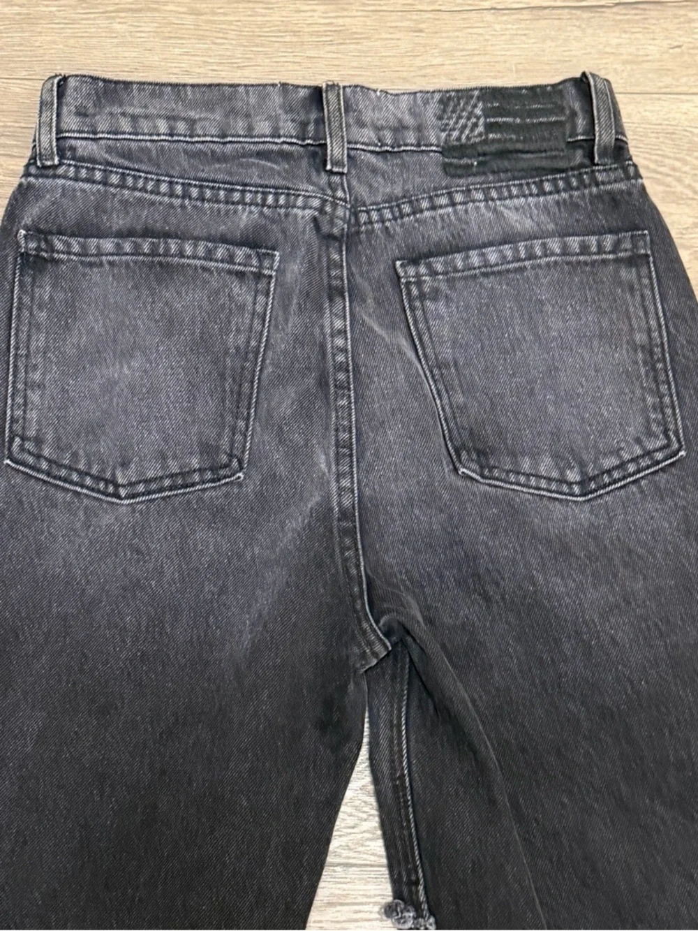 REVICE Love at First Sight Button Fly Black Denim Patchwork Jeans Womens Sz 26